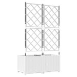 vidaXL Bac à fleurs avec Treillis 2 Pièces Blanc 80 x 40 x 143 cm PP
