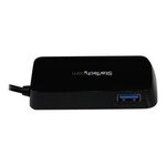 Hub usb 3.0 a 4 ports avec câble intégré - noir - mini hub usb portable - concentrareur usb3 - st4300minu3b