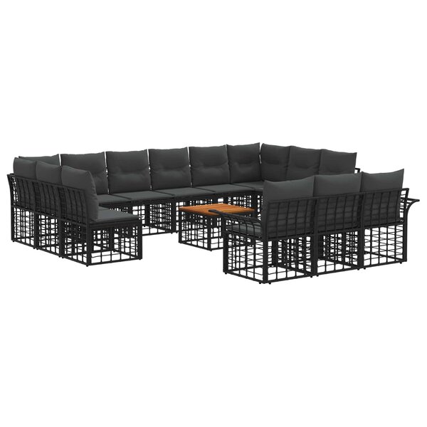 vidaXL Ensemble de canapés d'extérieur 14 Pièces Noir et Gris foncé