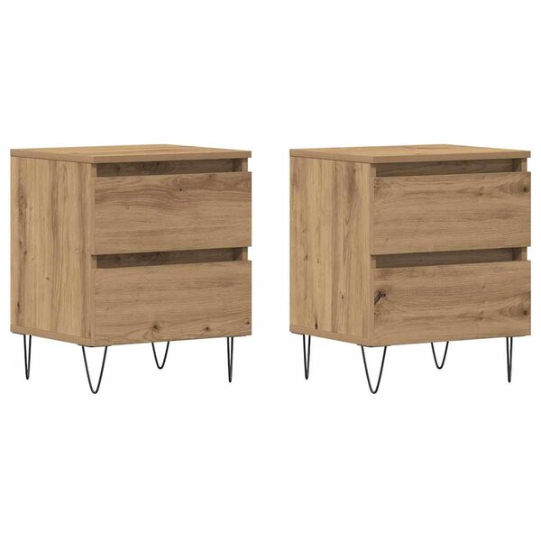 vidaXL Cabinet de chevet 2 Pièces chêne artisanal 40 x 35 x 50 cm