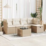 vidaXL Salon de jardin avec coussins 6 Pièces beige résine tressée