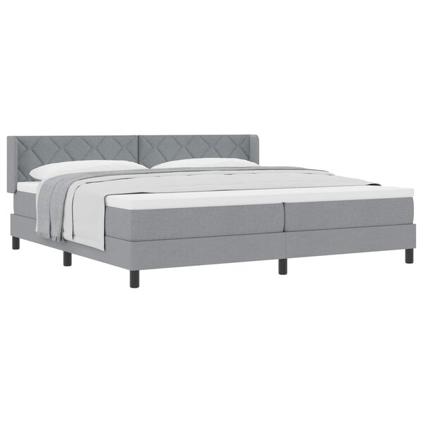vidaXL Lit à ressorts avec tête de lit Gris clair 200 x 200 cm tissu