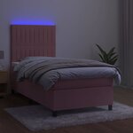 vidaXL Sommier à lattes de lit avec matelas LED Rose 90x200 cm Velours
