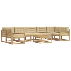 vidaXL Ensemble de canapés d'extérieur 6 Pièces Blanc et Beige