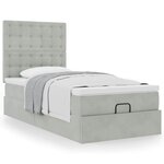 vidaXL Cadre de lit ottoman et matelas gris clair 100x200 cm velours