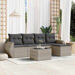 vidaXL Salon de jardin 6 Pièces avec coussins gris clair résine tressée