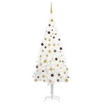 vidaXL Arbre de Noël artificiel pré-éclairé et boules blanc 210 cm