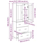 vidaXL Haut Armoire 2 Pièces Chêne artisanal Bois Aggloméré et Verre