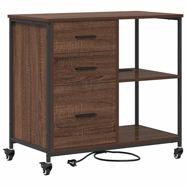 vidaXL Cabinet de Bureau avec roue Chêne marron 76 x 41 x 72 cm