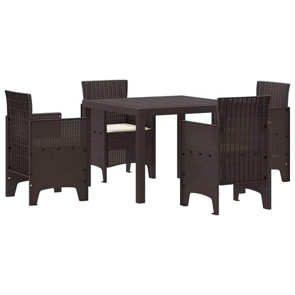 vidaXL Ensemble de salle à manger pour jardin 5 Pièces Marron Rattan Polt