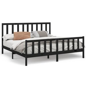 vidaXL Cadre de lit sans matelas noir 200x200 cm bois massif de pin