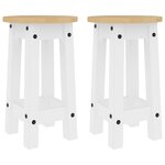 vidaXL Tabourets de bar lot de 2 blanc bois massif de pin