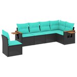 vidaXL Salon de jardin 6 Pièces avec coussins noir résine tressée