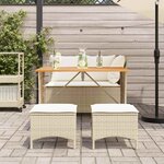 vidaXL Ensemble à manger de jardin coussins 4 Pièces beige résine tressée