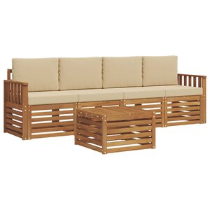 vidaXL Ensemble de canapés d'extérieur 5 Pièces Naturel et Beige
