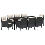 vidaXL Ensemble de salle à manger pour jardin 9 pc Noir polyrotin