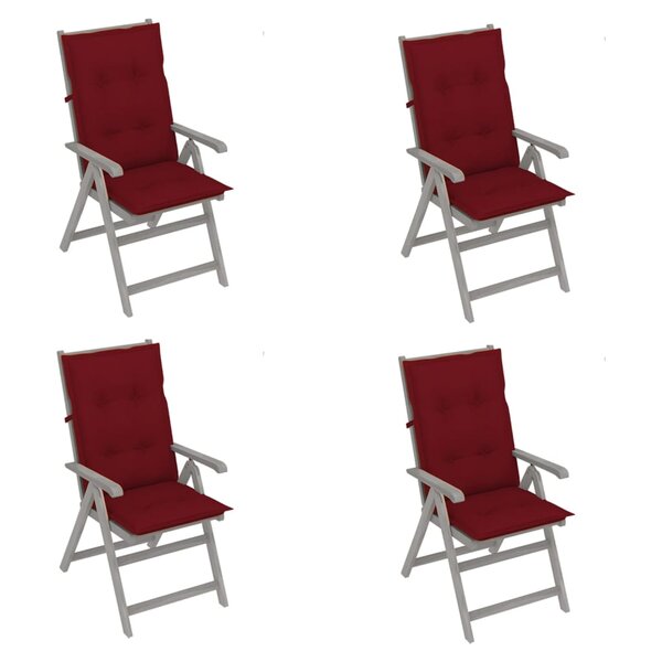 vidaXL Chaises inclinables de jardin 4 Pièces avec coussins Bois d'acacia
