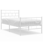 vidaXL Cadre de lit métal avec tête de lit/pied de lit blanc 107x203cm