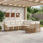 vidaXL Ensemble de canapés d'extérieur 8 Pièces Blanc Naturel et Crème