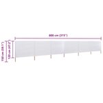 vidaXL Paravent 6 panneaux Tissu 800 x 120 cm Blanc sable