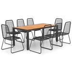 vidaXL Ensemble à manger de jardin 9Pièces PVC résine tressée noir marron