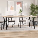vidaXL Table à manger cadre en Y 200x100x75 5 cm bois pin massif fonte