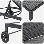 Chaise longue vidaXL avec roues en poly rotin noir