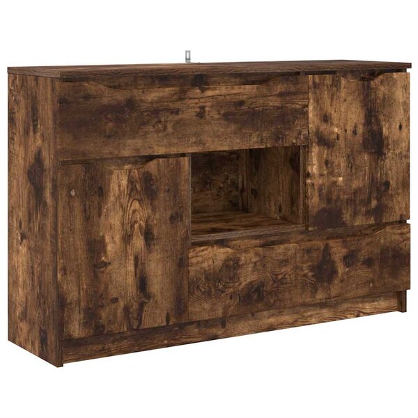 vidaXL Buffet avec tiroir Chêne fumé 100 x 30 x 65 6 Bois d'ingénierie