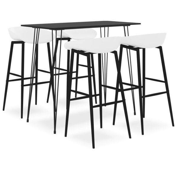 vidaXL Ensemble de bar 5 Pièces Noir et blanc
