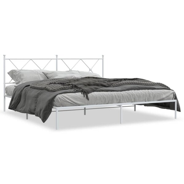 vidaXL Cadre de lit métal sans matelas et tête de lit blanc 183x213 cm