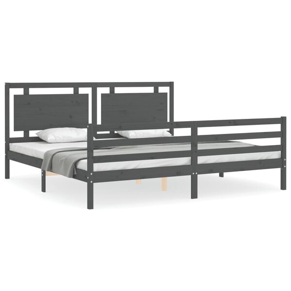 vidaXL Cadre de lit sans matelas gris 200x200 cm bois massif