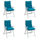 vidaXL Coussins de chaise à dossier bas lot de 4 bleu clair