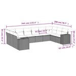 vidaXL Salon de jardin avec coussins 10 Pièces gris clair résine tressée