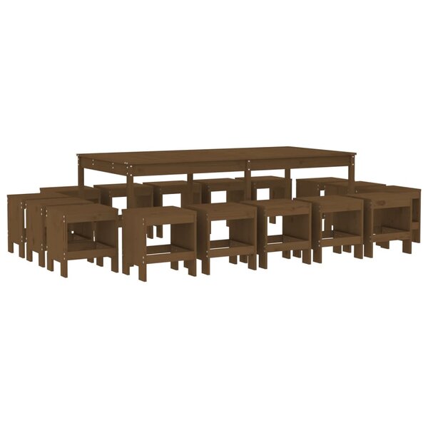 vidaXL Ensemble à manger de jardin 17 Pièces marron miel bois pin massif