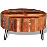 vidaXL Table basse ronde Bois massif de récupération