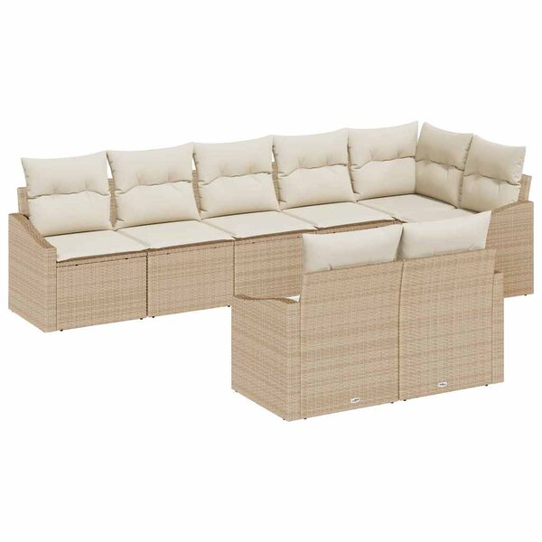 vidaXL Ensemble de canapé de jardin 8 Pièces Beige Poly rotin