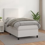 vidaXL Sommier à lattes de lit avec matelas Blanc 90x190 cm Similicuir