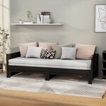 vidaXL Lit coulissant Noir Bois de pin solide 2x(90x190) cm