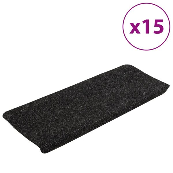 vidaXL Tapis d'escalier auto-adhésifs 15 Pièces 65x24 5x3 5 cm Anthracite