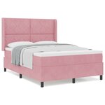 lit box spring vidaXL avec matelas rose 140x190 cm en velours