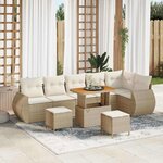 vidaXL Ensemble de canapé de jardin 9 Pièces Beige polyrotin