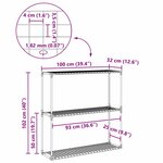 vidaXL Support de plantes à 3 niveaux Noir 100 x 32 x 102 cm Acier