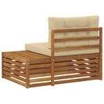vidaXL Canapé d'extérieur extrémité 3 Pièce Naturel et Beige