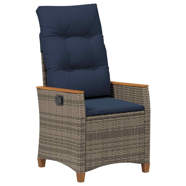vidaXL Chaise de jardin inclinable Gris et bleu marine polyrotin