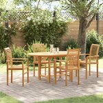 Ensemble de salle à manger de jardin de 5 pièces en bois massif Teck vidaXL