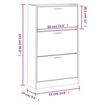 vidaXL Armoire à chaussure Blanc brillant 63x24x103 cm Bois ingénierie