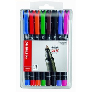 Pochette de 8 Feutres pour Transparent OHPen Permanent Pointe médium (1mm) x 5 STABILO