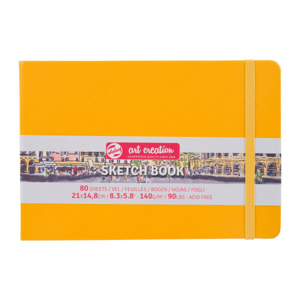 Carnet croquis - 21 x 14 8cm - 80 feuilles - 140g - jaune - royal talens