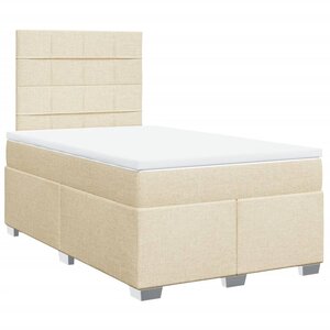 vidaXL Sommier à lattes de lit avec matelas Crème 120x200 cm Tissu
