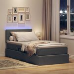 vidaXL Lit de rangement LED avec matelas Gris foncé 90 x 190 cm Tissu